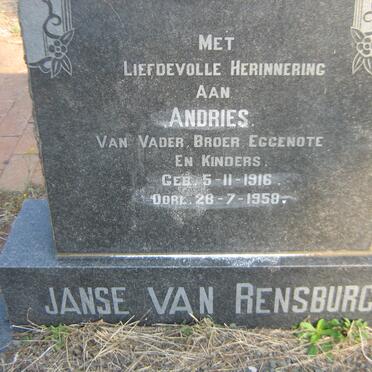 RENSBURG Andries, Janse van 1916-1958