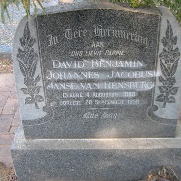 RENSBURG David Benjamin Johannes Jacobus,  Janse van 1888-1956