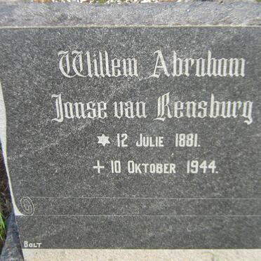 RENSBURG Willem Abraham, Janse van 1881-1944