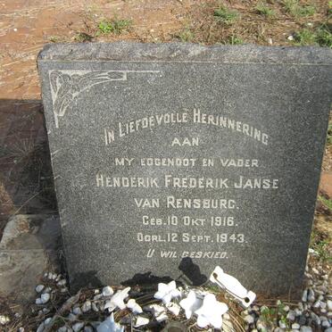 RENSBURG Henderik Frederik, Janse van 1916-1943