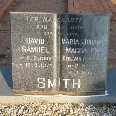 SMITH David Samuel 1900-1974 &amp; Maria Johanna Magdalena VAN RENSBURG 1908-1977