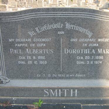 SMITH Paul Albertus 1892-1959 &amp; Dorothea Maria 1896-1974