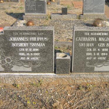 SNYMAN Johannes Philippus Boshoff 1894-1962 &amp; Catharina Magdalena BRITZ 1896-1984