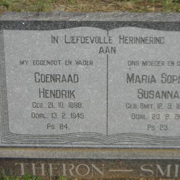 THERON Coenraad Hendrik 1888-1945 &amp; Maria Sophia Susanna SMIT 1898-1969