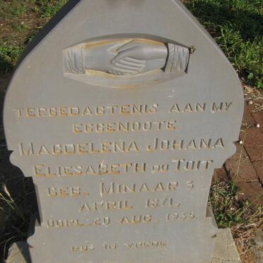 TOIT Magdelena Johanna Eliesabeth, du nee MINAAR 1871-1935
