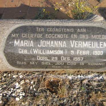 VERMEULEN Maria Johanna nee WILLIAMSON 1900-1957