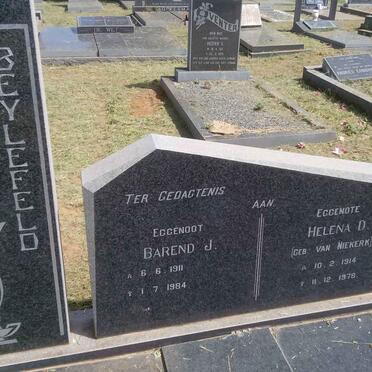 BEYLEFELD Barend J. 1911-1984 &amp; Helena D. VAN NIEKERK 1914-1978