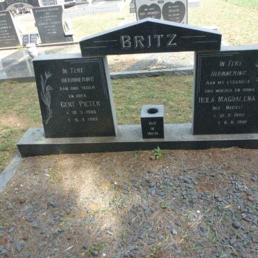 BRITZ Gert Pieter 1900-1983 &amp; Heila Magdalena NAGEL 1903-1981