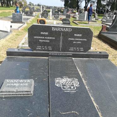 BARNARD Stefanus Albertus Francois 1953-2003 &amp; Maria Magdalena DE LINT 1950-2008