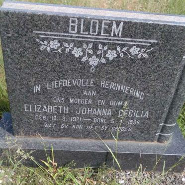 BLOEM Elizabeth Johanna Cecilia 1921-1996