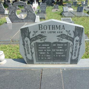 BOTHMA Gert S. 1924-1987 &amp; Gertruida J. 1925-