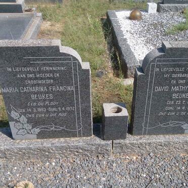 BEUKES David Mathys Petrus 1888-1962 &amp; Maria Catharina Francina DU PLOOY 1893-1972