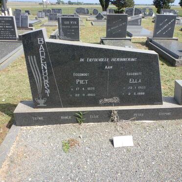 BADENHORST Piet 1925-1980 &amp; Ella 1925-1998