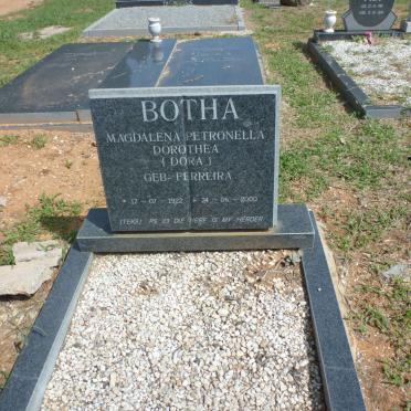 BOTHA Magdalena Petronella Dorothea nee FERREIRA 1922-2000