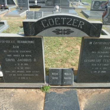 COETZER David Jacobus B. 1911-1980 &amp; Gerbrecht Elizabeth V.D. LINDE 1917-1985
