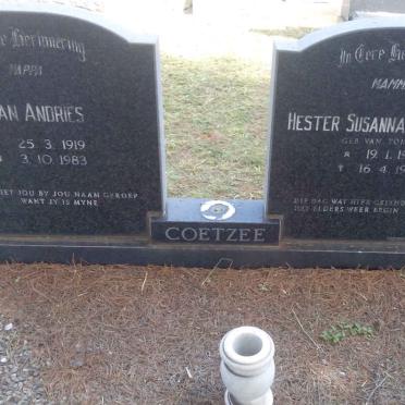 COETZEE Jan Andries 1919-1983 &amp; Hester Susanna Francina VAN TONDER 1913-1983
