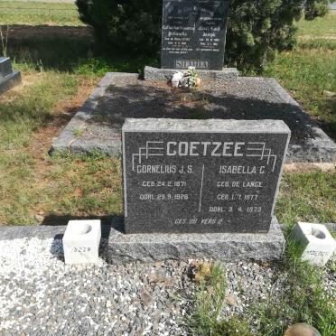 COETZEE Cornelius J.S. 1871-1928 &amp; Isabella C. DE LANGE 1877-1973