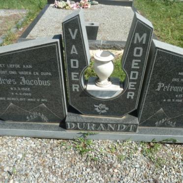 DURANDT Andries Jacobus 1922-1986 &amp; Petronella Johanna STRAUSS 1918-