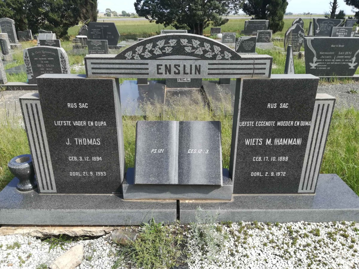 ENSLIN J. Thomas 1894-1993 &amp; Wiets M. HAMMAN 1899-1972