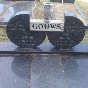 GOUWS Hennie 1918-2007 &amp; Bettie 1919-1991