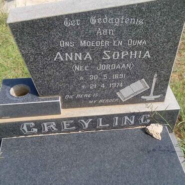 GREYLING Anna Sophia nee JORDAAN 1891-1974