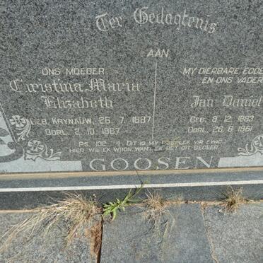 GOOSEN Jan Daniel 1883-1961 &amp; Christina Maria Elizabeth KRYNAUW 1887-1967