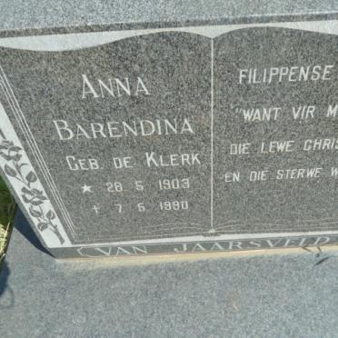 JAARSVELD Anna Barendina, van nee DE KLERK 1903-1990