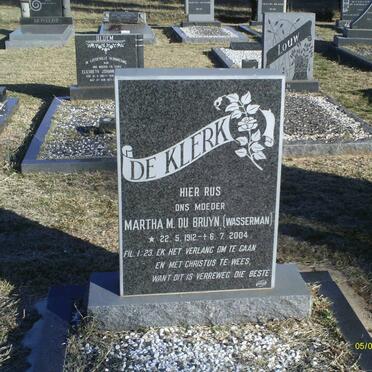 KLERK Martha M. Du Bruyn, de nee WASSERMAN 1912-2004