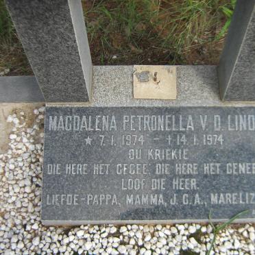 LINDE Magdalena Petronella, v.d. 1974-1974