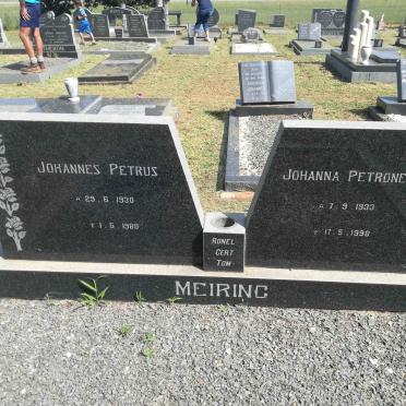 MEIRING Johannes Petrus 1930-1980 &amp; Johanna Petronella 1933-1998