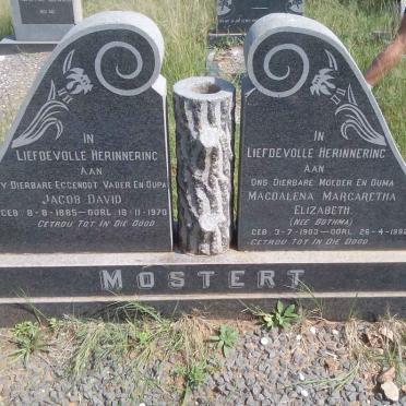 MOSTERT Jacob David 1885-1970 &amp; Magdalena Margaretha Elizabeth BOTHMA 1903-1992