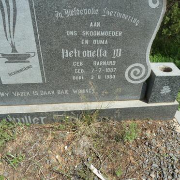 MULLER Petronella W. nee BARNARD 1887-1980