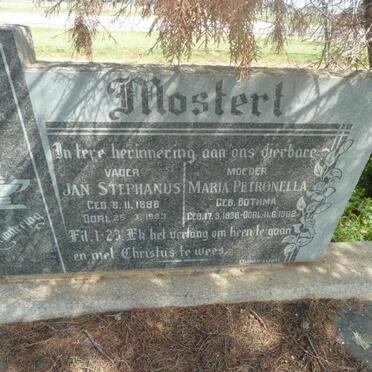 MOSTERT Jan Stephanus 1888-1983 &amp; Maria Petronella BOTHMA 1896-1962