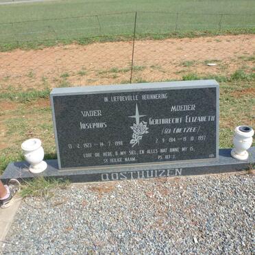 OOSTHUIZEN Josephus 1923-1998 &amp; Gertbrecht Elizabeth COETZEE 1914-1997