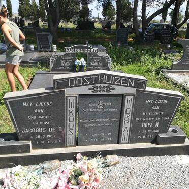 OOSTHUIZEN Jacobus de B. 1933-2011 &amp; Orpa M. 1936-1985 :: OOSTHUIZEN Magdalena Gertruida Maria Susanna Petronella 1936-2011