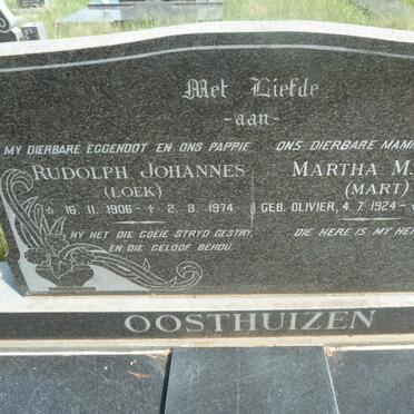 OOSTHUIZEN Rudolph Johannes 1906-1974 &amp; Martha M.J.A. OLIVIER 1924-1984