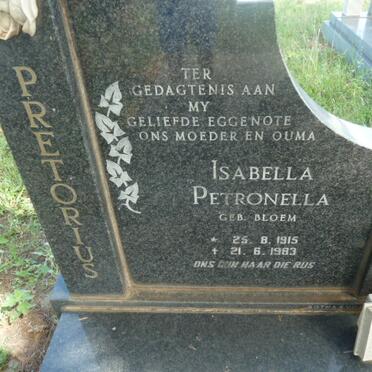 PRETORIUS Isabella Petronella nee BLOEM 1915-1983