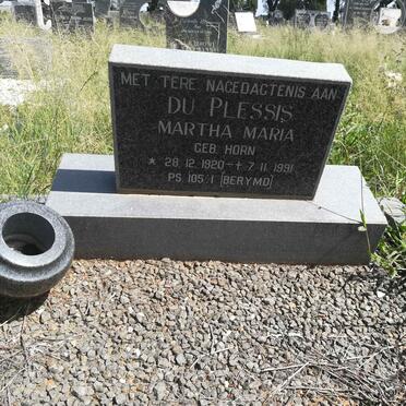 PLESSIS Martha Maria, du nee HORN 1920-1991