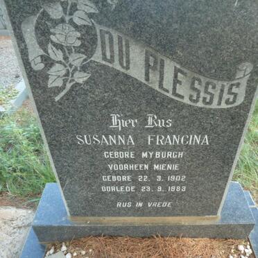 PLESSIS Susanna Francina, du voorheen MIENIE nee MYBURGH 1902-1983