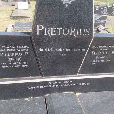 PRETORIUS Philippus P. 1903-1978 &amp; Elizabeth F. 1903-