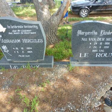ROUX Abraham Hercules, le 1904-1984 &amp; Margaretha Elizabeth VAN DER MERWE 1906-1998
