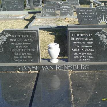 RENSBURG George Frederik, Janse van 1890-1966 &amp; Sara Susanna 1905-2000