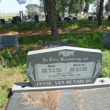 RENSBURG Mike, Janse van 1934-1984 &amp; Martie 1935-1991