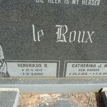 ROUX Hendrikus D., le 1913-2002 &amp; Catherina J.M. GOOSEN 1915-1977