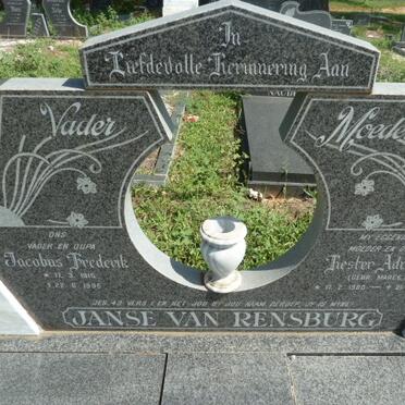 RENSBURG Jacobus Frederik, Janse van 1915-1995 &amp; Hester Adriana MAREE 1920-1986