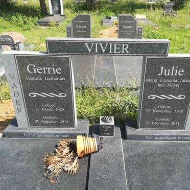 VIVIER Hendrik Gerhardus 1925-2014 &amp; Maria Francina Juliana MEYER 1930-2011