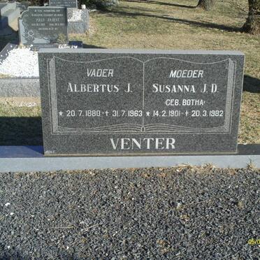 VENTER Albertus J. 1880-1963 &amp; Susanna J.D. BOTHA 1901-1982