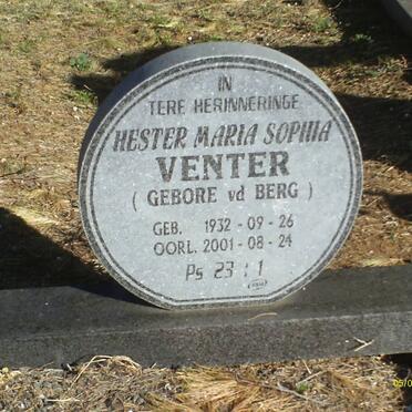 VENTER Petrus Stefanus 1926-1992 &amp; Hester Maria Sophia V.D. BERG 1932-2001