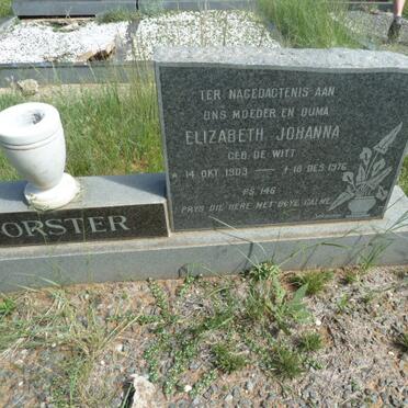 VORSTER Elizabeth Johanna nee DE WITT 1903-1976