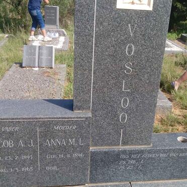 VOSLOO Jacob A.J. 1893-1965 &amp; Anna M.L. 1896-